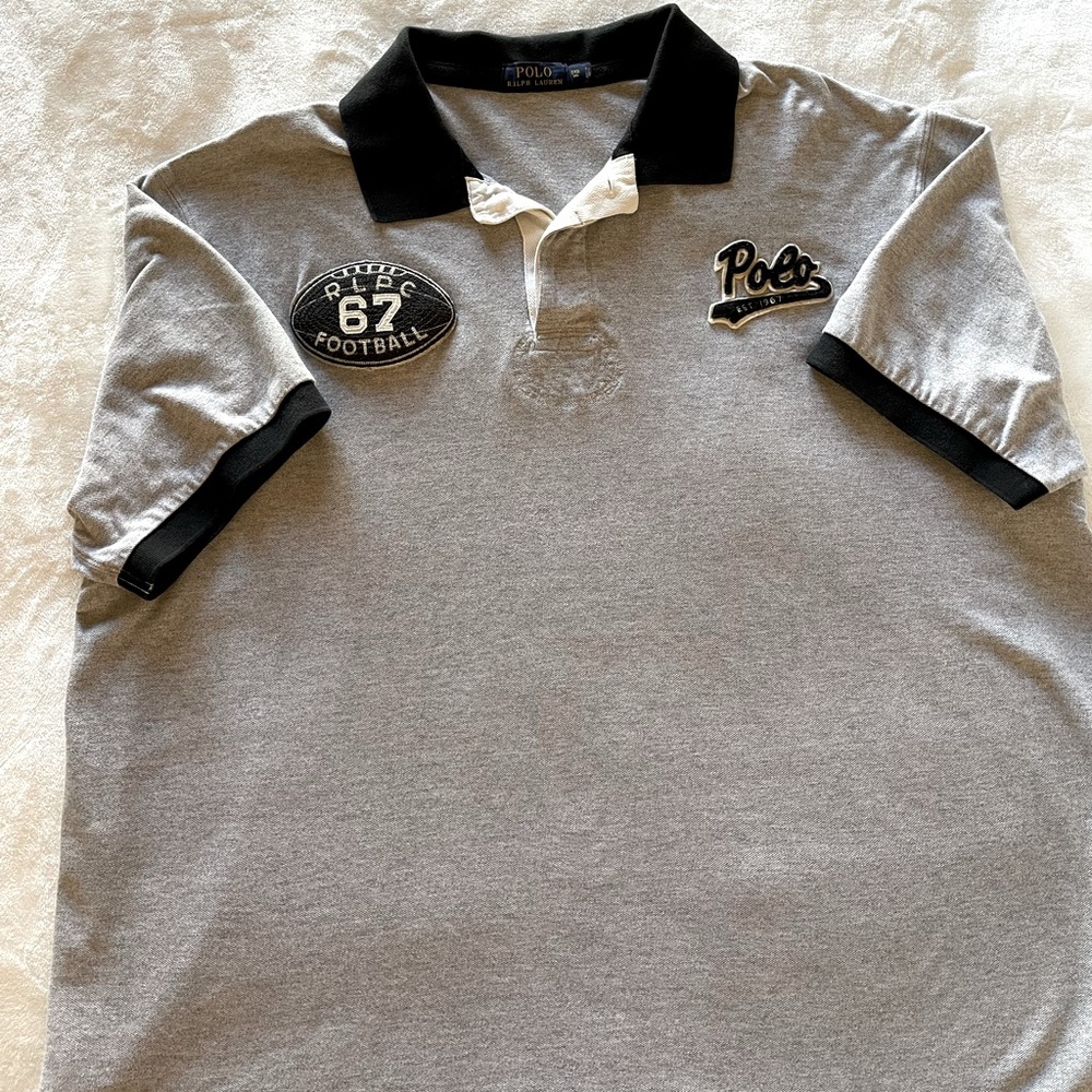 Men’s Polo by Ralph Lauren
Size: 3XB-Big
Color: Gray with Black trim